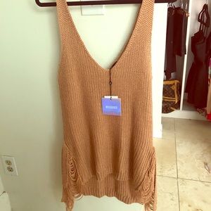 Misguided Shredded Sleeveless Knit Tunic